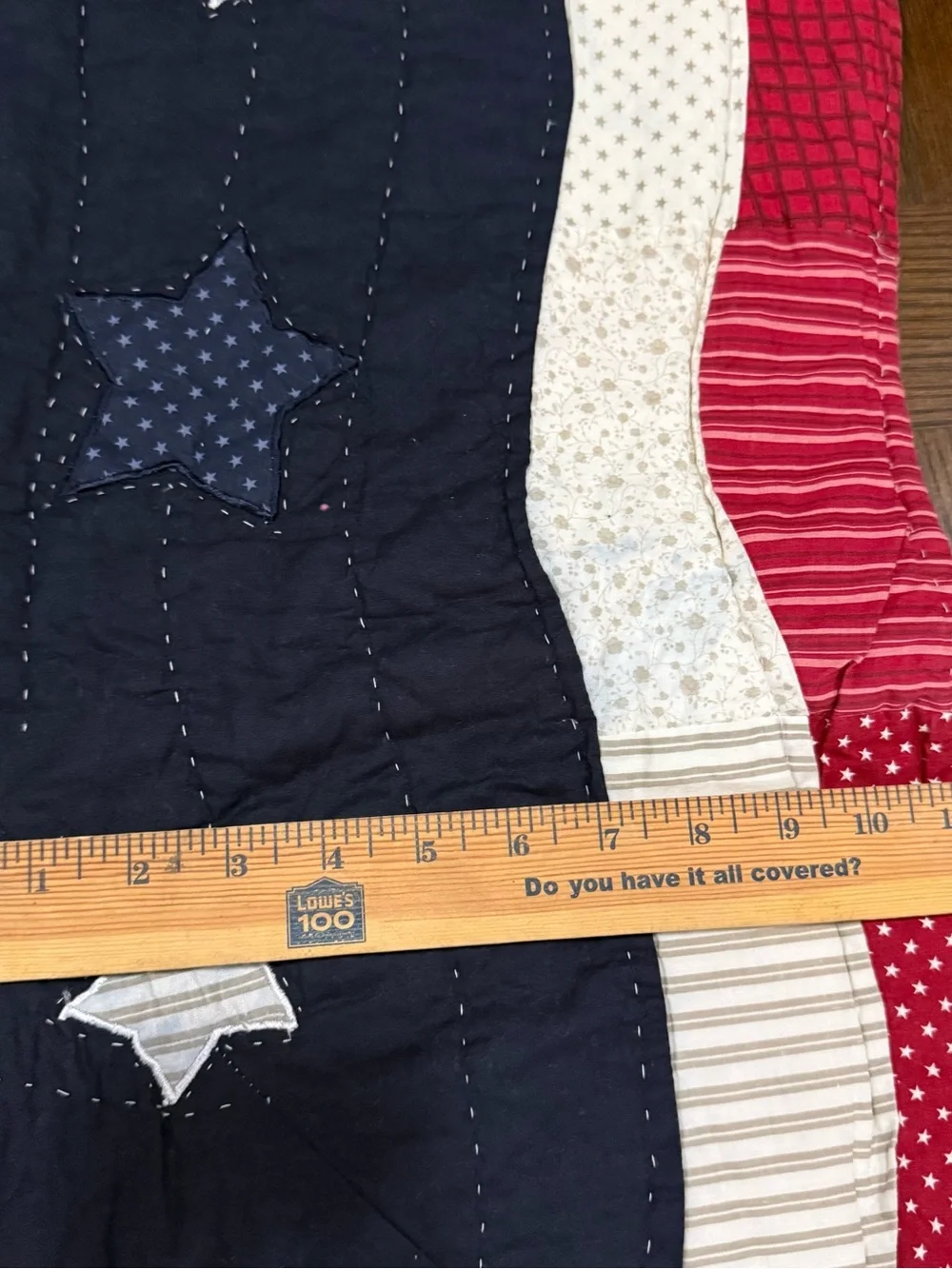 Patriotic Star & Stripe Quilted Throw - Red, White, Navy